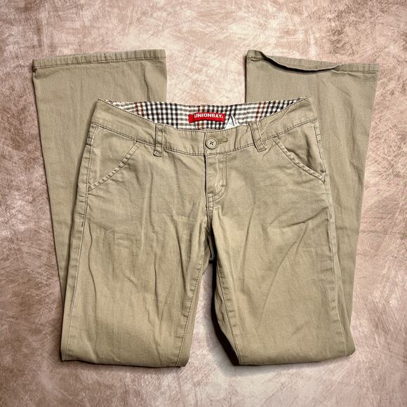 Vintage Y2K Unionbay Tan Low Rise Boot Cut Pants  Juniors 3 Streetwear Y2K Indie - Picture 1 of 8